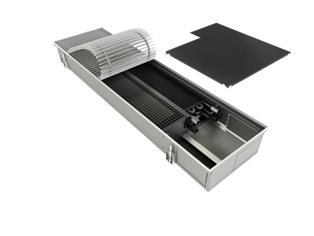 FRD trench heater with  lamellar heat exchnager and fan, heating and cooling, dry areas