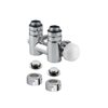 Compact corner thermostatic valve with a heating rod installation option