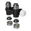 Compact corner thermostatic valve with a heating rod installation option, black matt